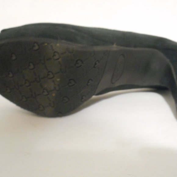 CANDIES BLACK HIGH OPEN TOED HEEL DRESS SHOES-SZ 8M - Picture 7 of 8